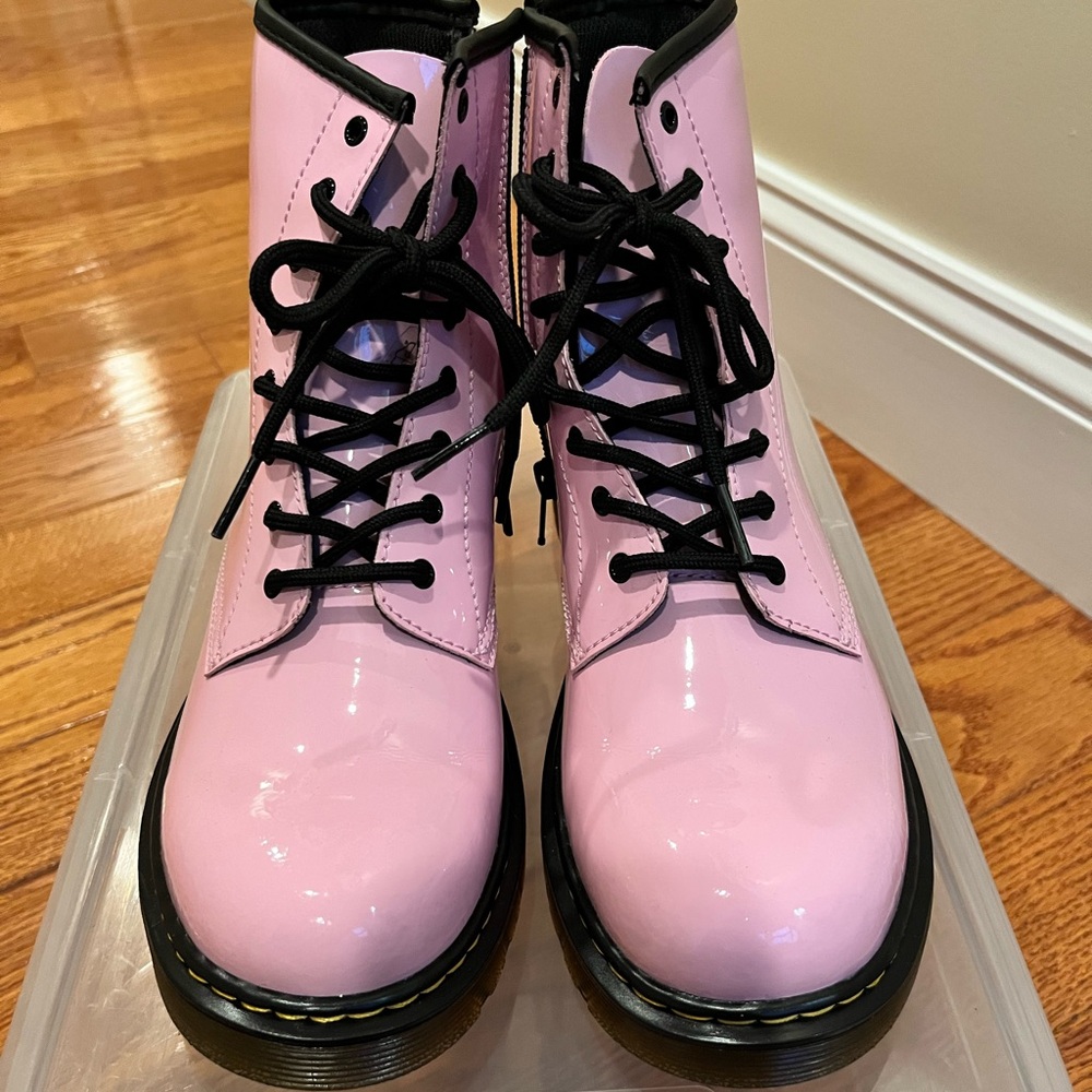 Dr. Martens Glossy Pink Lace-Up Boots